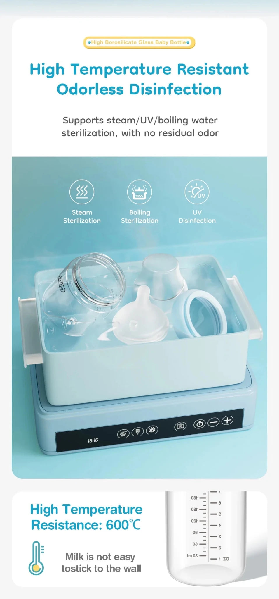 Premium Baby Glass Feeding Bottle - Elyvio