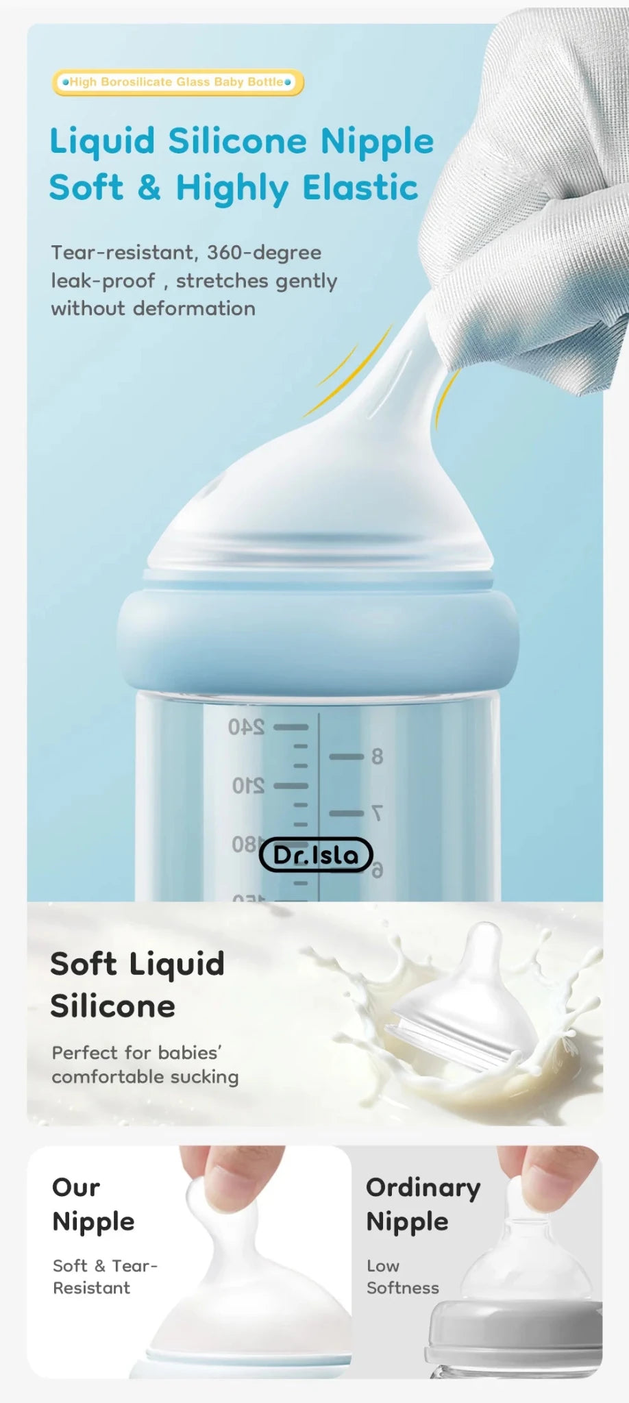 Premium Baby Glass Feeding Bottle - Elyvio