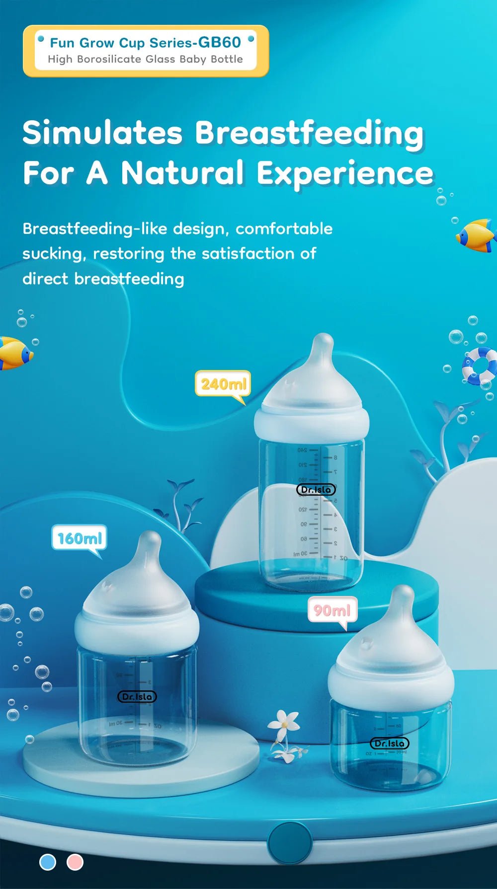 Premium Baby Glass Feeding Bottle - Elyvio