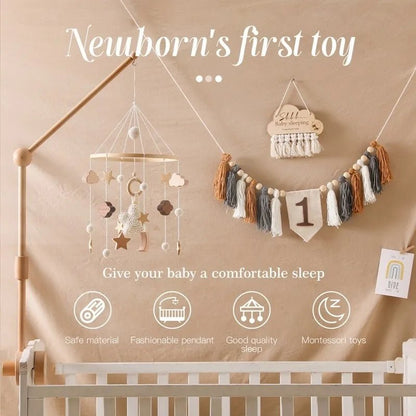 Woodland Wooden Baby Mobile – Musical Crib Toy for Infants - Elyvio