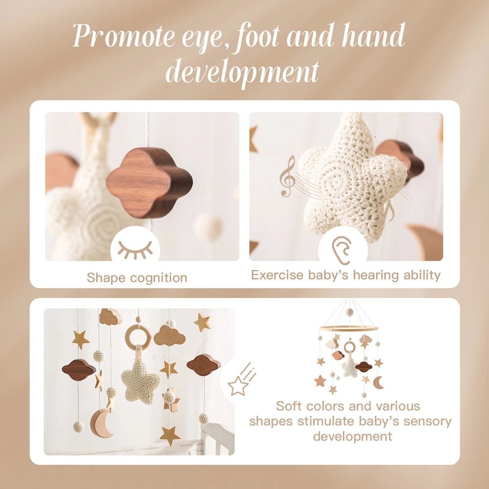 Woodland Wooden Baby Mobile – Musical Crib Toy for Infants - Elyvio