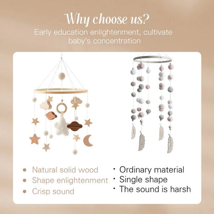 Woodland Wooden Baby Mobile – Musical Crib Toy for Infants - Elyvio