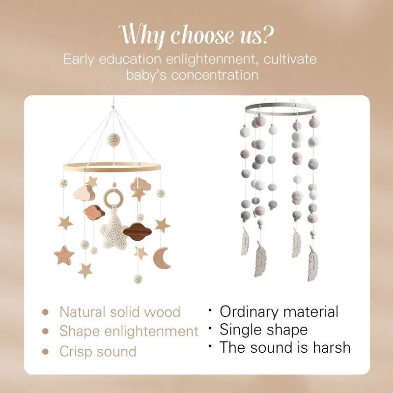 Woodland Wooden Baby Mobile – Musical Crib Toy for Infants - Elyvio