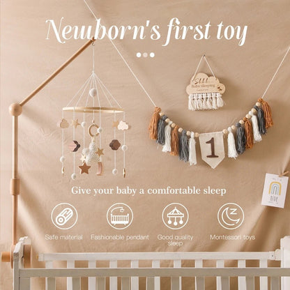 Woodland Wooden Baby Mobile – Musical Crib Toy for Infants - Elyvio